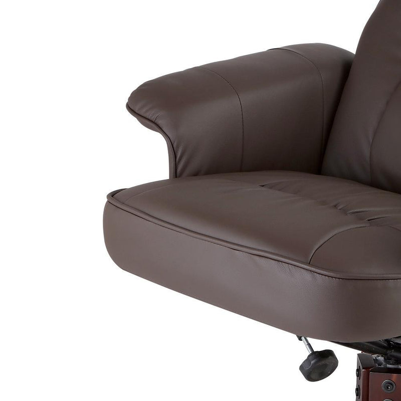 PU Leather Wood Armchair Recliner - Chocolate