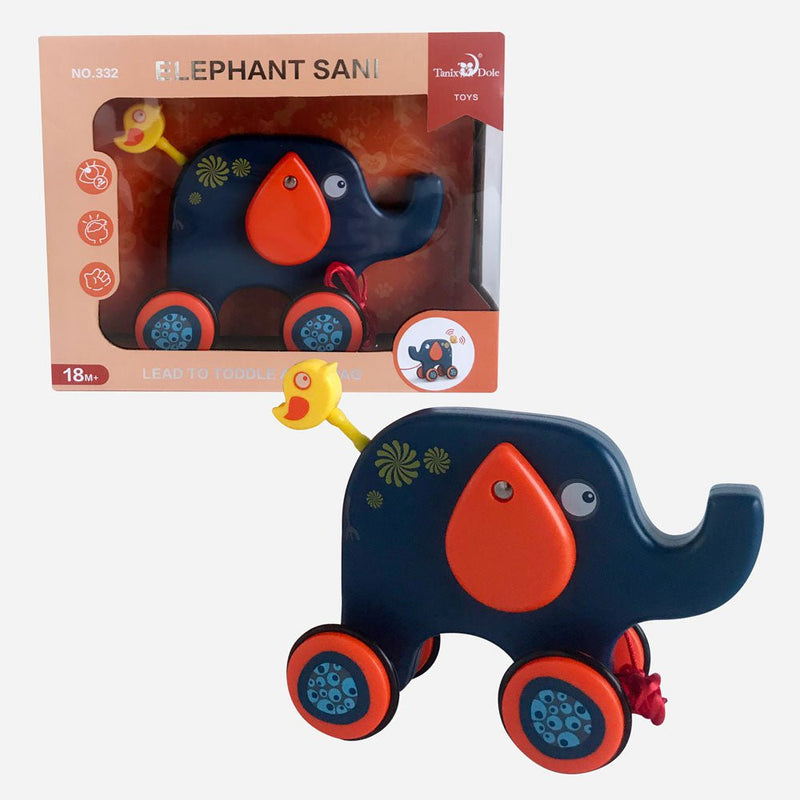 Pull Along Elephant Motion  Kids Children Wooden Toy 22 X 7.5 X 18cm Payday Deals