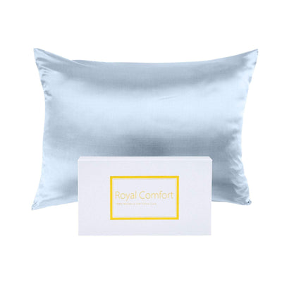 Pure Silk Pillow Case by Royal Comfort (Single Pack) - Soft Blue Payday Deals