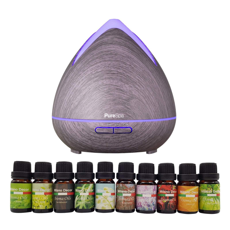 Purespa Diffuser Set With 10 Pack Diffuser Oils Humidifier Aromatherapy  Violet Payday Deals