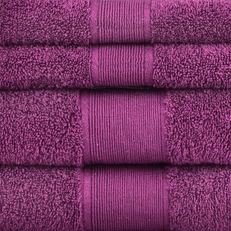Amelia 500GSM 100% Cotton Towel Set -Single Ply carded 6 Pieces -Dark Purple - Payday Deals