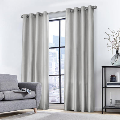 Art Queen 2 Panel 180 x 230cm Eyelet Blockout Curtains - Ecru Payday Deals