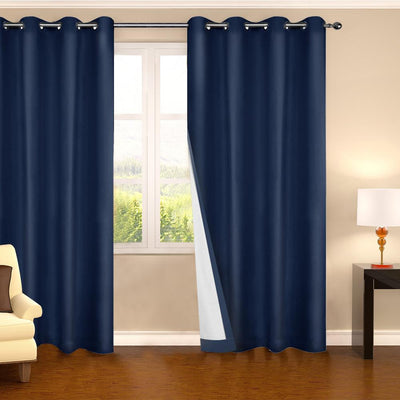 Art Queen 2 Panel 180 x 230cm Eyelet Blockout Curtains - Navy Payday Deals