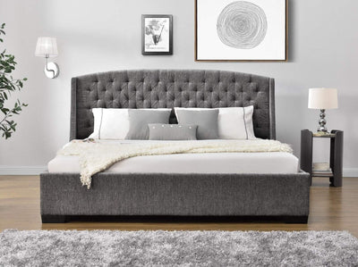 Queen Hampton Elite Bed Frame - Silver Chinelle Fabric
