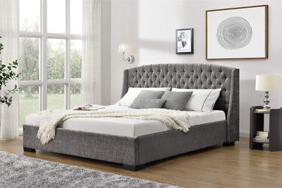 Queen Hampton Elite Bed Frame - Silver Chinelle Fabric