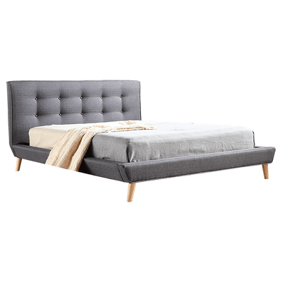 Queen Linen Fabric Deluxe Bed Frame Grey