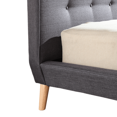 Queen Linen Fabric Deluxe Bed Frame Grey Payday Deals