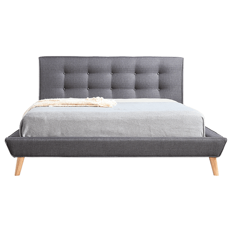 Queen Linen Fabric Deluxe Bed Frame Grey Payday Deals