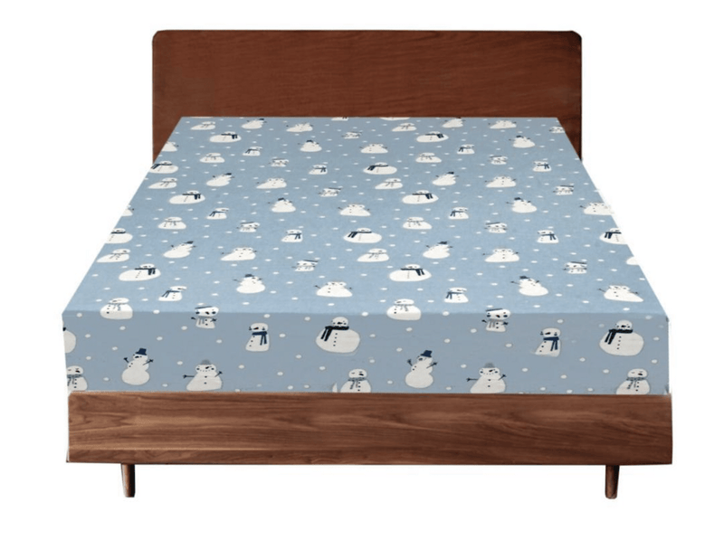 Queen Luxury 100% Cotton Flannelette Fitted Bed Sheet Authentic Flannel - Snowman Payday Deals