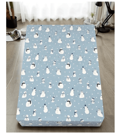 Queen Luxury 100% Cotton Flannelette Fitted Bed Sheet Authentic Flannel - Snowman Payday Deals