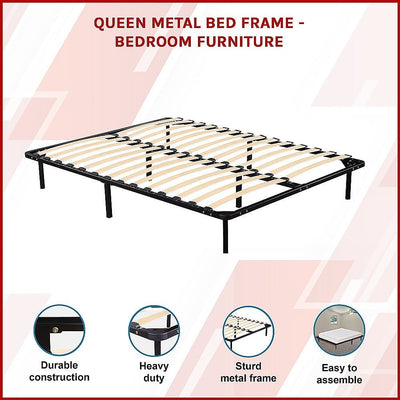 Queen Metal Bed Frame - Bedroom Furniture Payday Deals