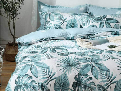Luxton Queen Size 3pcs Tropical Aqua Blue Quilt Cover Set