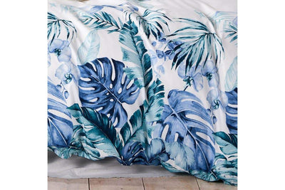 Queen Size Adelina Blue Teal Tropical Quilt Cover Set Payday Deals