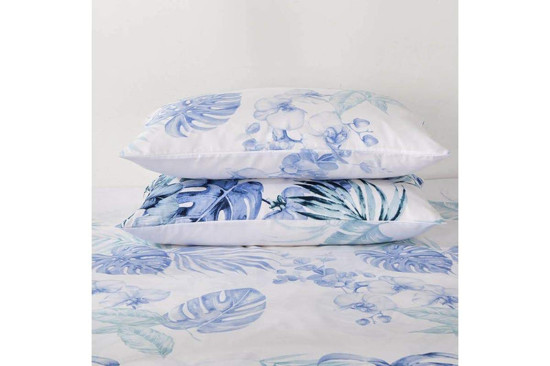 Queen Size Adelina Blue Teal Tropical Quilt Cover Set Payday Deals