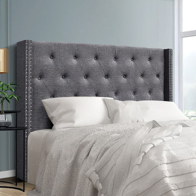 Queen Size Bed Head Headboard Bedhead Fabric Frame Base Grey LUCA Payday Deals