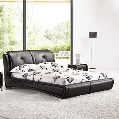 Queen Size Black Colour Bed Frame Upholstered Faux Leather with Crystal Headrest Payday Deals