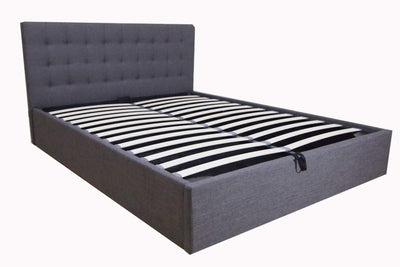 Queen Size Grey Fabric Gas Lift Bed