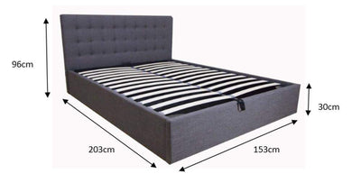 Queen Size Grey Fabric Gas Lift Bed