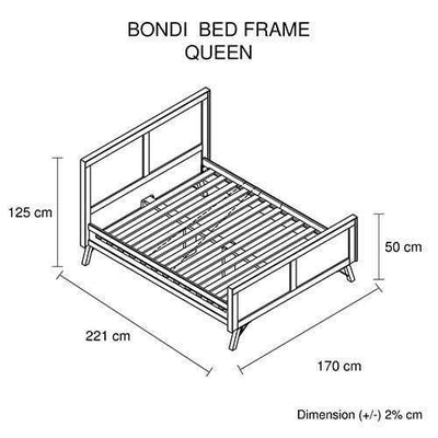 Queen Size Wooden Bed Frame with Medium High Headboard in Ozzy Colour Payday Deals