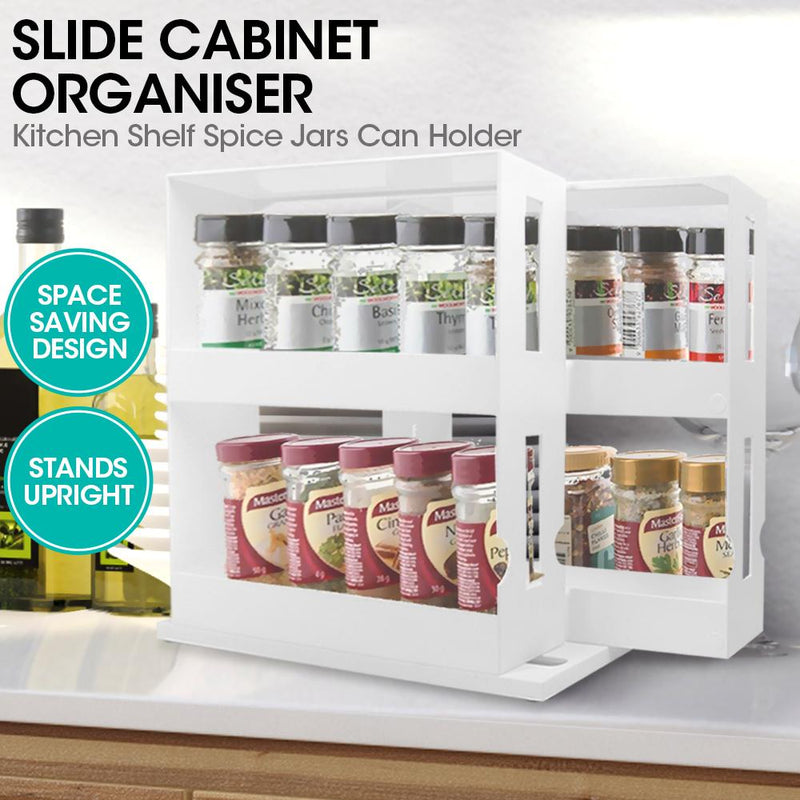 Rack Storage Slide Cabinet Organiser Pantry Kitchen Shelf Spice Jars Can Holder Payday Deals