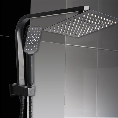 Rain Shower Head Set Black Square Brass Taps Mixer Handheld High Pressure Payday Deals