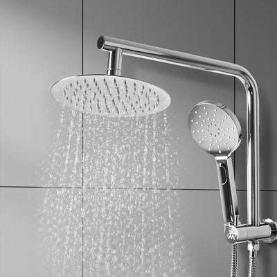 Rain Shower Head Set Silver Round Brass Taps Mixer Handheld High Pressure 10" Payday Deals