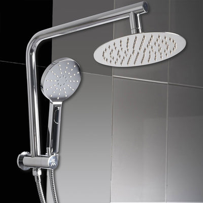 Rain Shower Head Set Silver Round Brass Taps Mixer Handheld High Pressure 10" Payday Deals