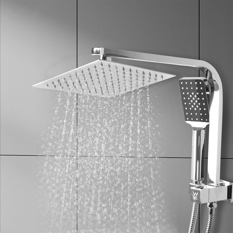 Rain Shower Head Set Silver Square Brass Taps Mixer Handheld High Pressure Payday Deals