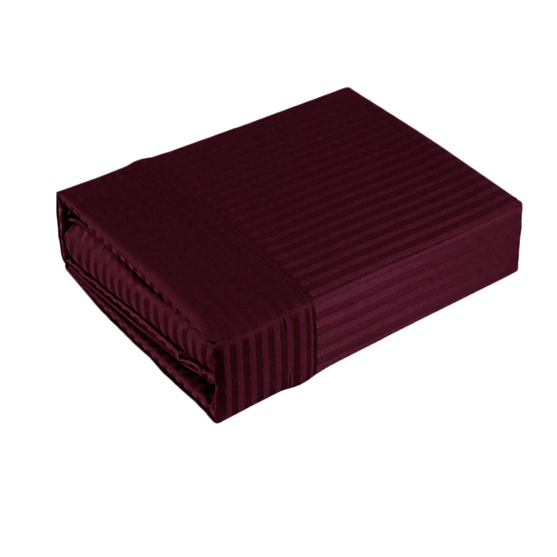 Ramesses 1000TC American Pima Cotton Narrow Stripe Sheet Set Burgundy King Payday Deals