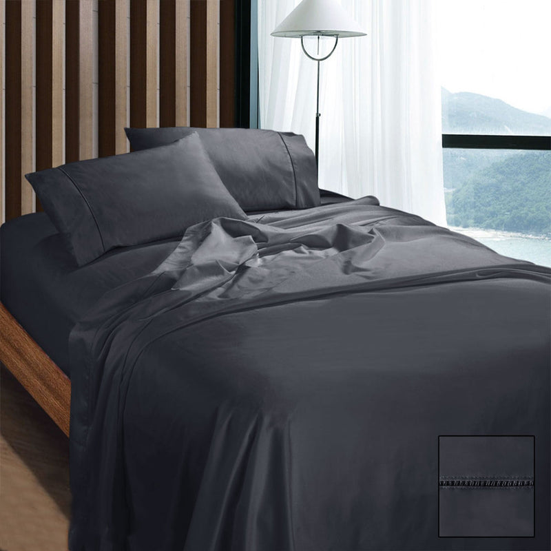 Ramesses 1100TC Egyptian Cotton Sateen Sheet Set Charcoal Queen Payday Deals