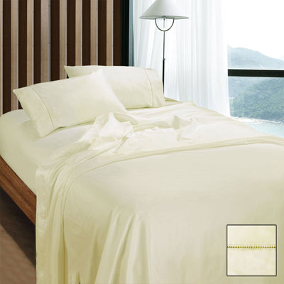 Ramesses 1100TC Egyptian Cotton Sateen Sheet Set Cream Queen