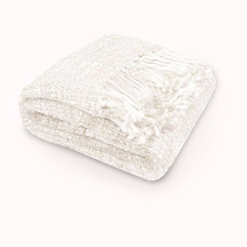 Rans Oslo Knitted Weave Throw 127x152cm - Snow White Payday Deals