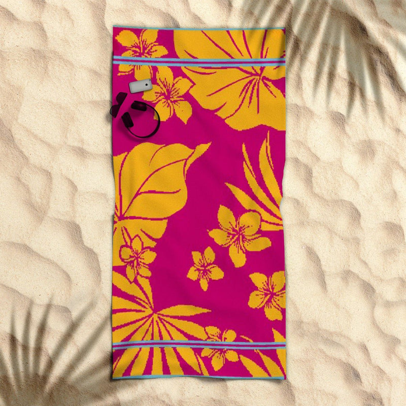 Rans Premium Cotton Jacquard Beach Towel Floral Hawaii 007 Pink Payday Deals