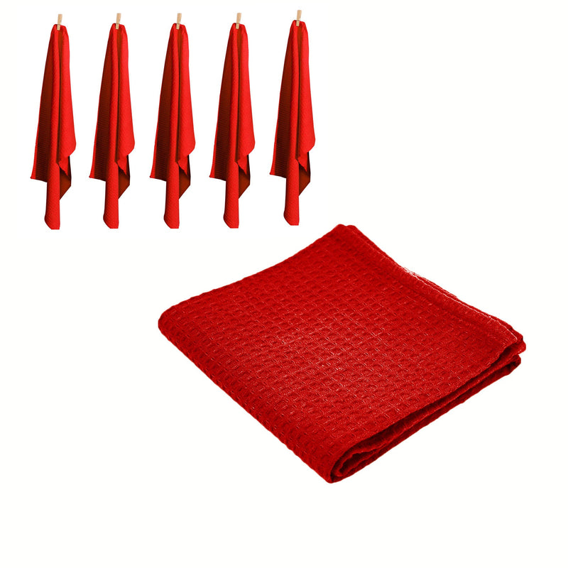 Rans Set of 6 Cotton Waffle Tea Towels 50x70 cm - Red Payday Deals