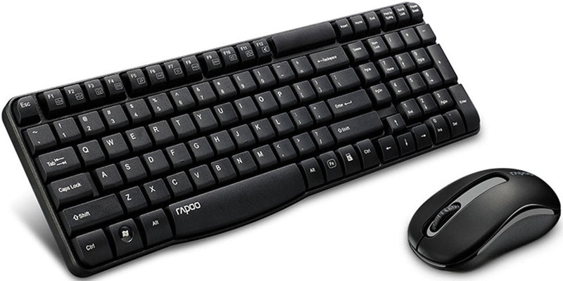 RAPOO X1800S 2.4GHz Wireless Optical Keyboard Mouse Combo Black - 1000DPI Nano Receiver 12m Battery Payday Deals