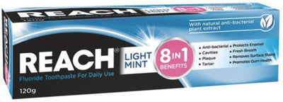 REACH 8 in 1 Fluoride Toothpaste 120g - Light Mint Payday Deals