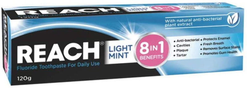REACH 8 in 1 Fluoride Toothpaste 120g - Light Mint Payday Deals