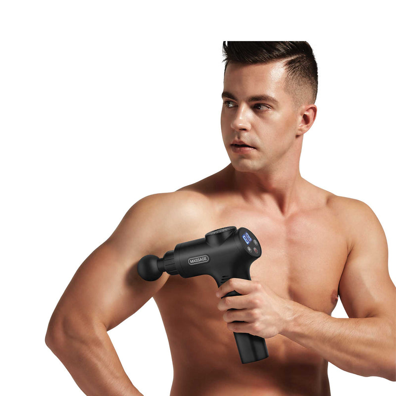 Rechargeable Percussion Massage Gun - Handheld Muscle Pistol - 6 Heads LCD Payday Deals