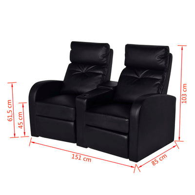 Recliner 2-seat Artificial Leather Black Payday Deals