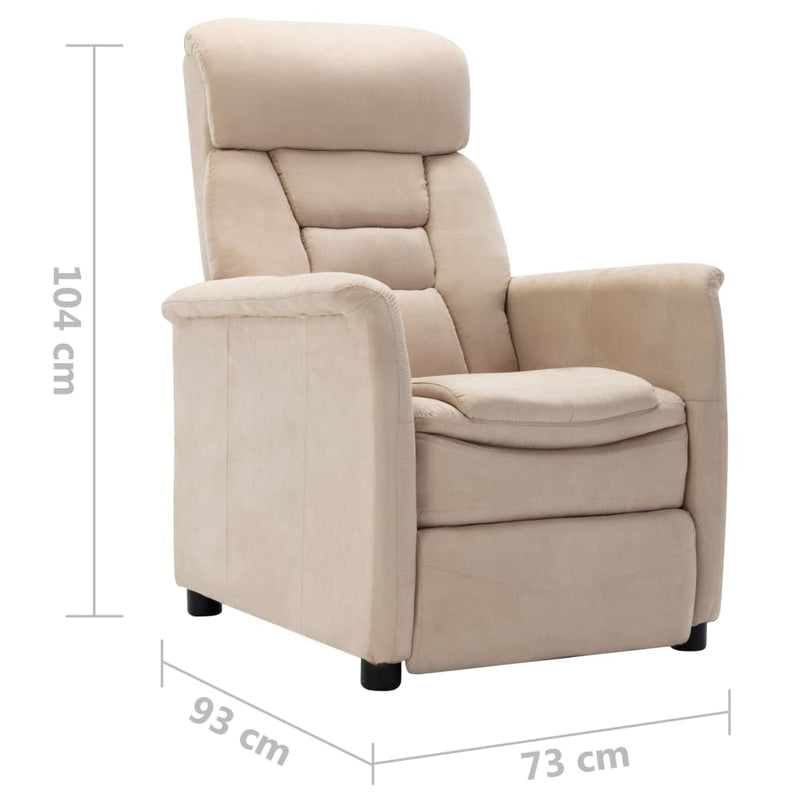 Recliner Cream Faux Suede Leather Payday Deals