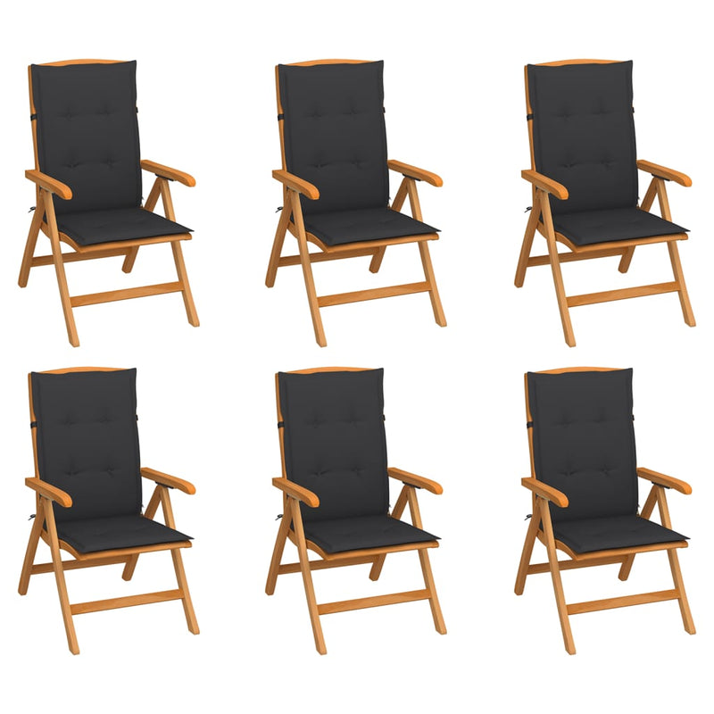 Reclining Garden Chairs with Cushions 6 pcs Solid Teak Wood Payday Deals