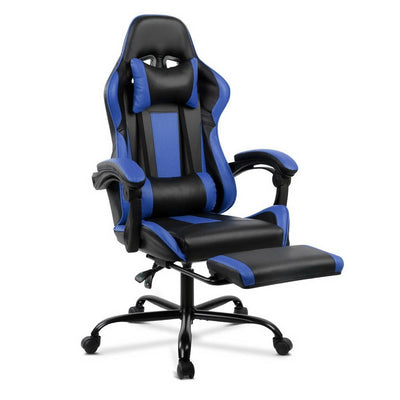 Reclining Office Desk Gaming Chair - Black and Blue