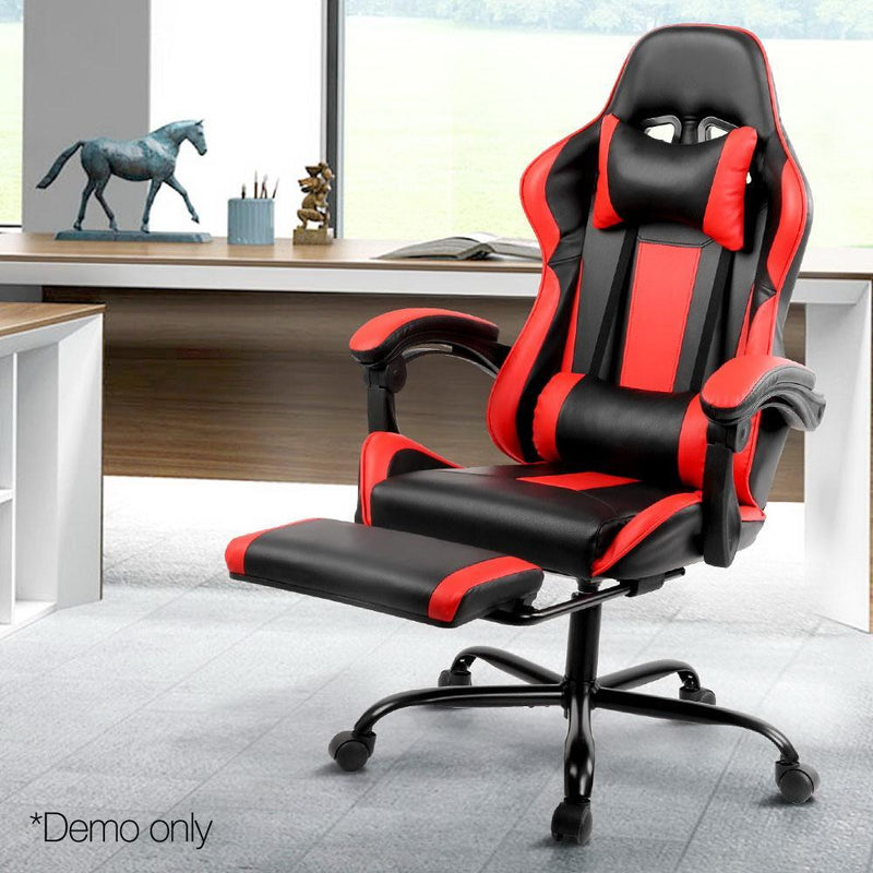 Reclining Office Desk Gaming Chair - Black and Red
