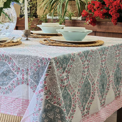 Rectangle Square Tablecloth Table Cover Flower Pattern Dining Table Cloth - Blue Payday Deals