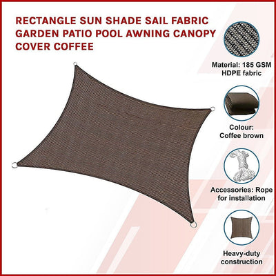 Rectangle Sun Shade Sail Fabric Garden Patio Pool Awning Canopy Cover Coffee Payday Deals