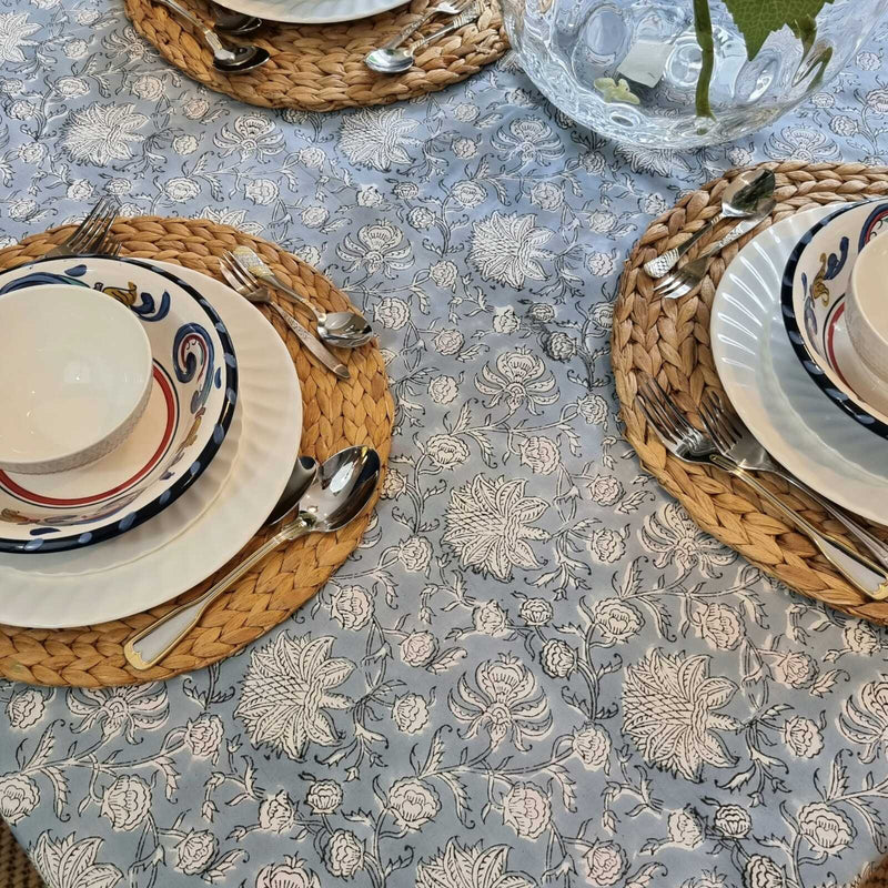 Rectangle Tablecloth Table Cover Flower Pattern Dining Table Cloth - Hamptons Blue Payday Deals
