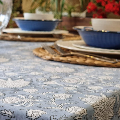 Rectangle Tablecloth Table Cover Flower Pattern Dining Table Cloth - Hamptons Blue Payday Deals