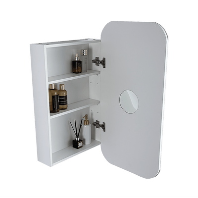 Rectangle Wall Hung Bathroom Mirror Shaving Cabinet Vanity Matte White