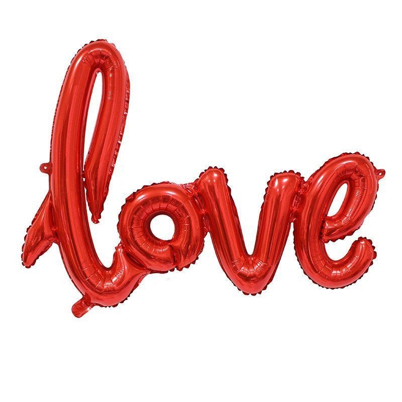 Red Love Script Foil Balloon Weddings Engagement Valentine Decoration Payday Deals