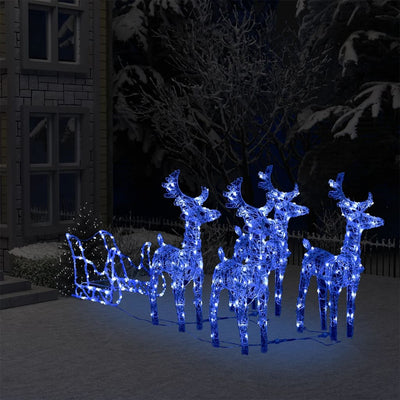 Reindeers & Sleigh Christmas Decoration 280x28x55 cm Acrylic Payday Deals